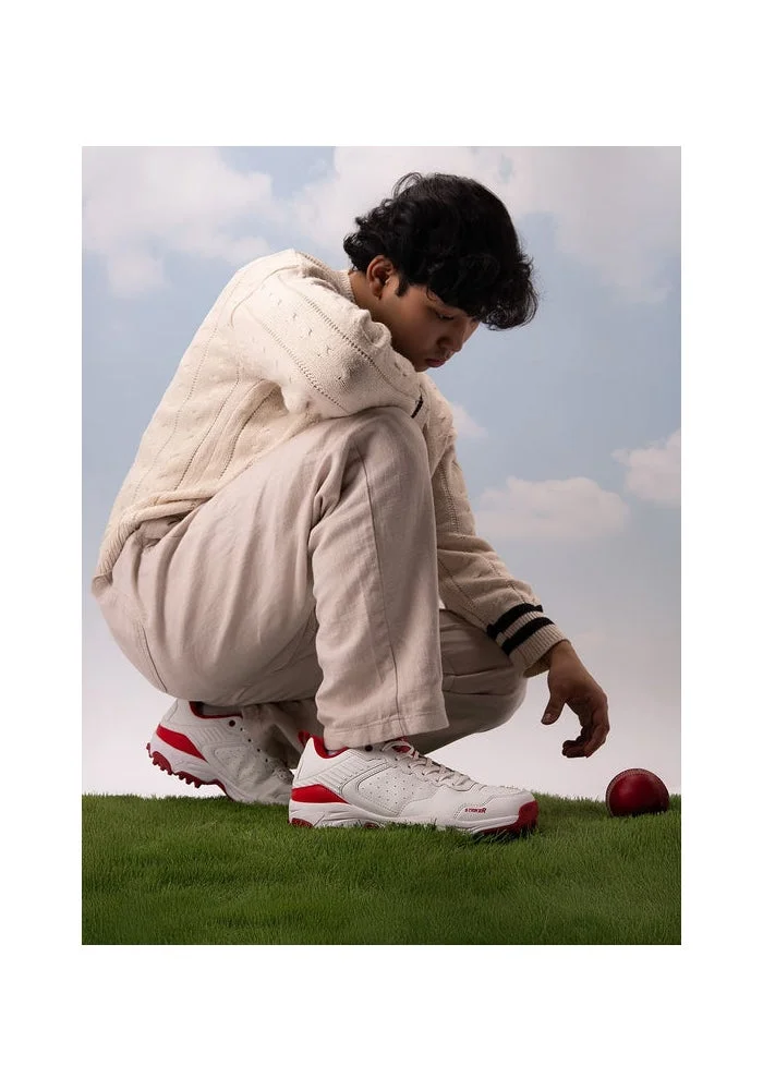 Bacca Bucci Red White STRIKER Cricket Shoes for Men | Best Price UAE